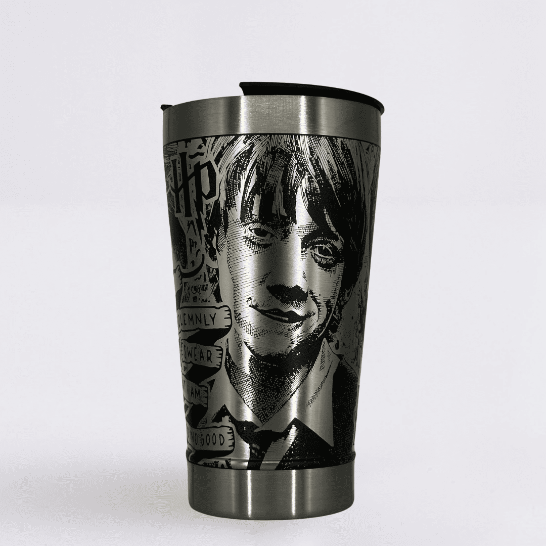 Harry Potter #01 – Copo Térmico Preto Personalizado 360° a Laser + Brinde