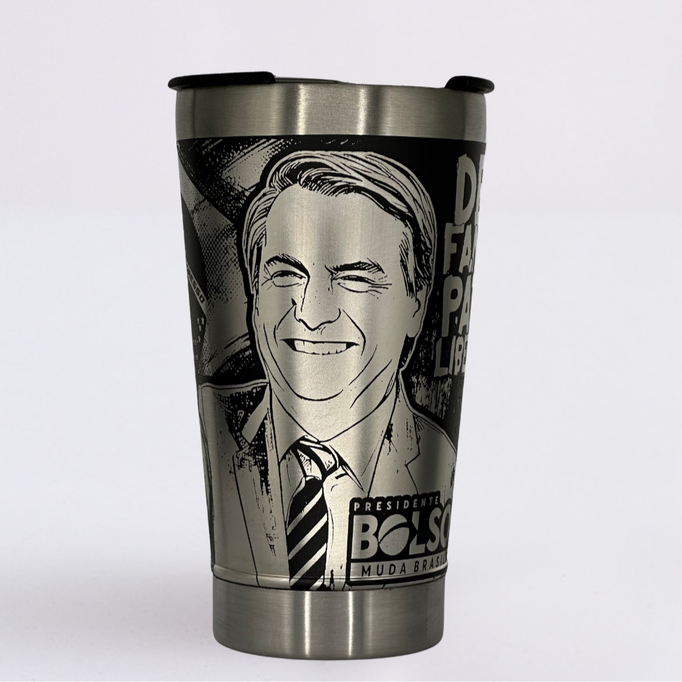 Mito Patriota #01 - Copo Térmico Preto Personalizado 360° - Nome Grátis + Tirante