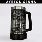 Ayrton Senna –  Caneca Térmica Preta 710ML - Gravação 360° a Laser + Brinde