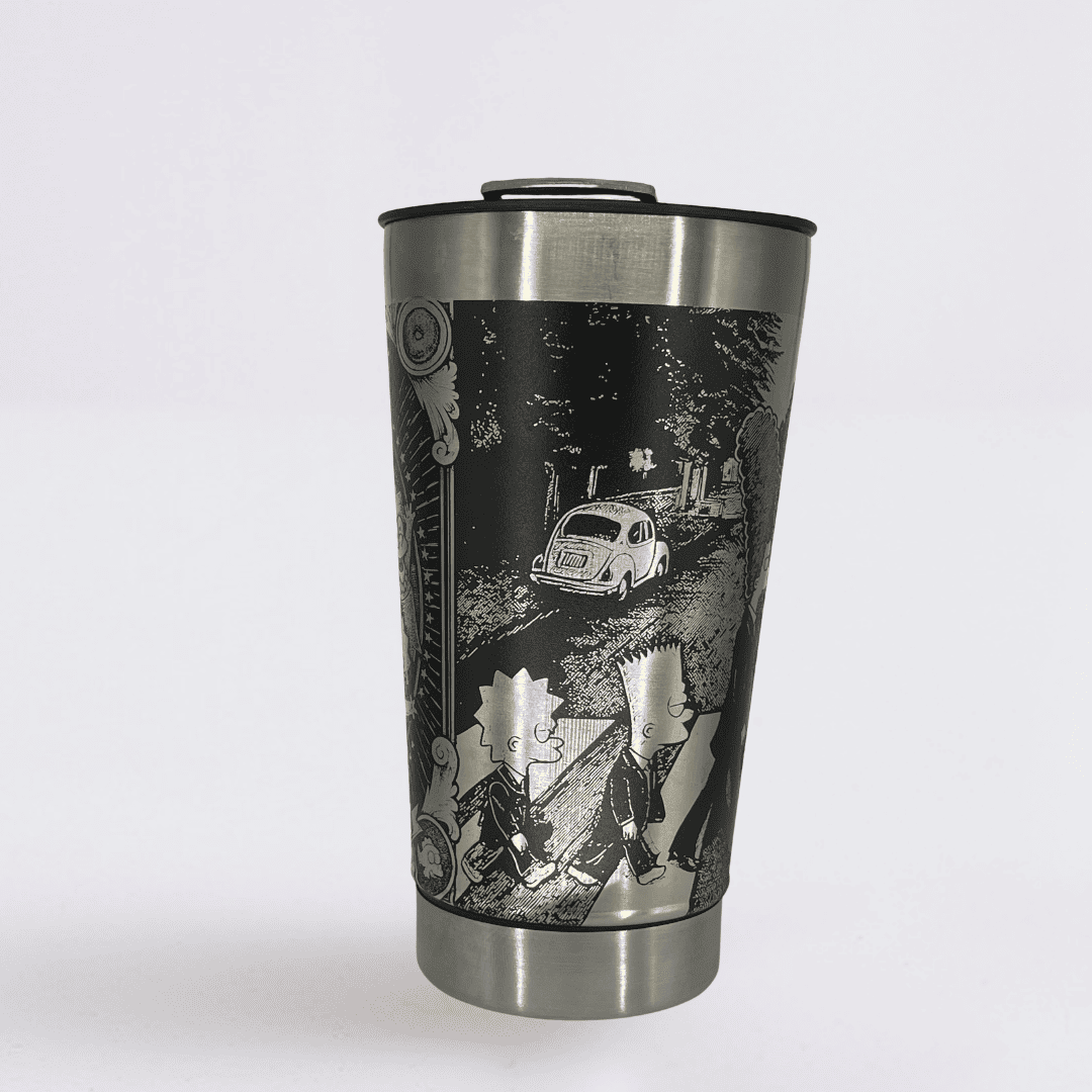 The Simpsons – Copo Térmico Preto Personalizado 360° a Laser + Brinde