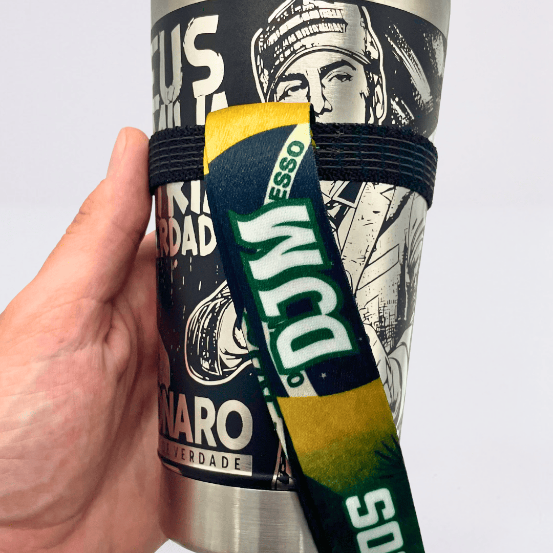 Mito Patriota #01 - Copo Térmico Preto Personalizado 360° - Nome Grátis + Tirante