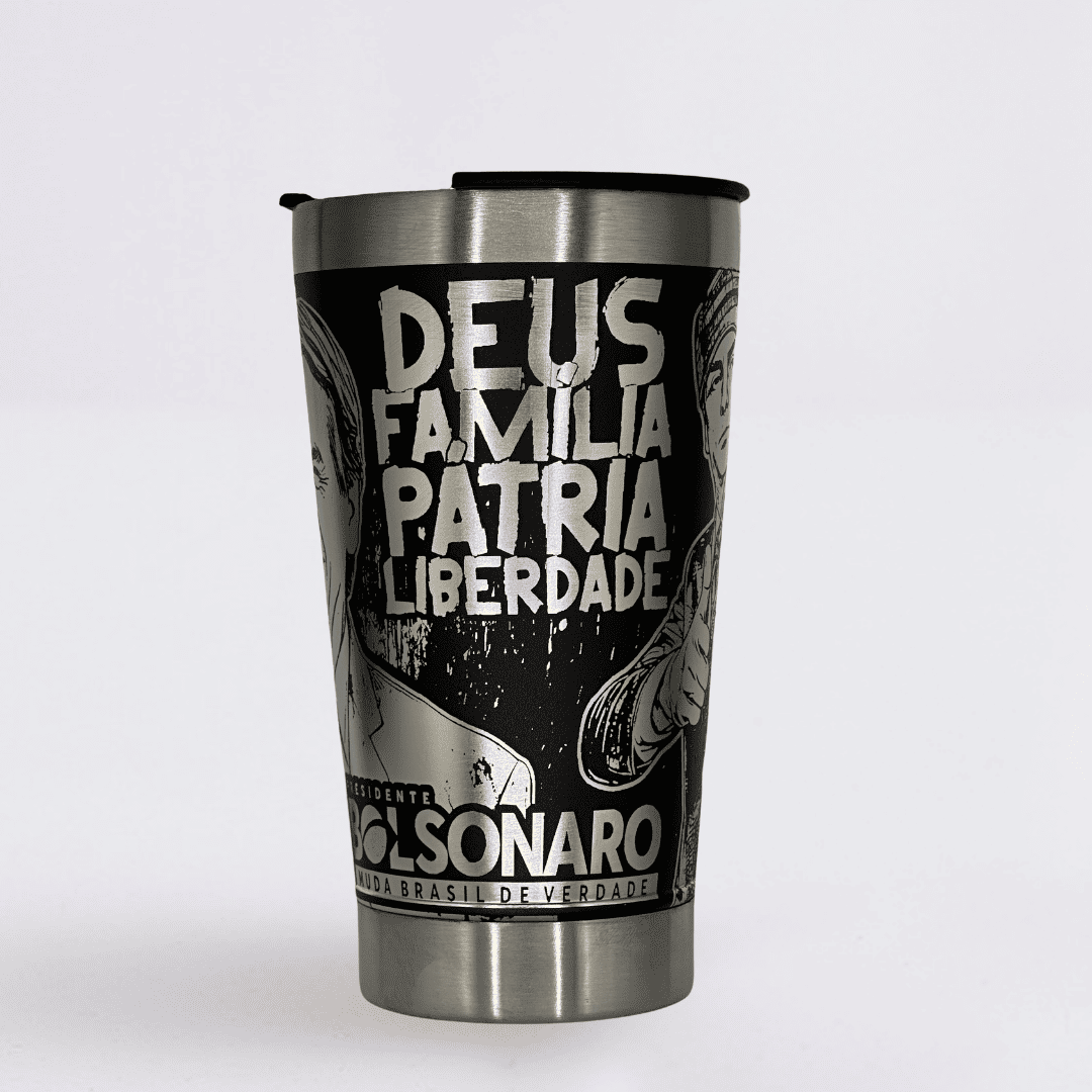 Mito Patriota #01 - Copo Térmico Preto Personalizado 360° - Nome Grátis + Tirante