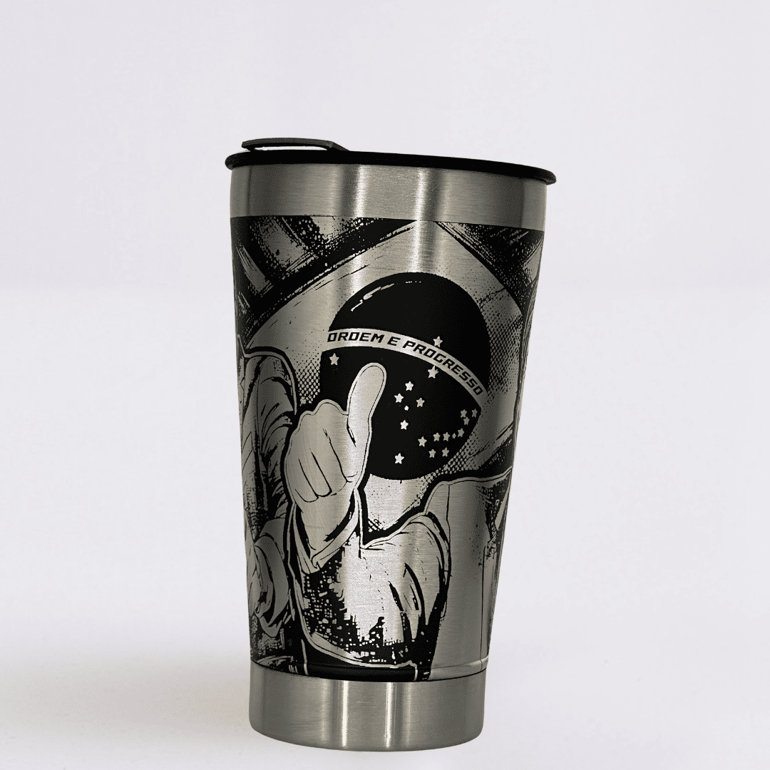 Mito Patriota #01 - Copo Térmico Preto Personalizado 360° - Nome Grátis + Tirante