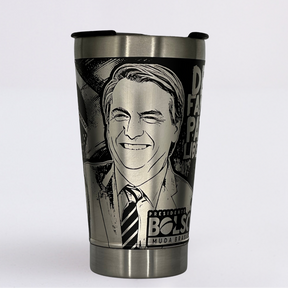 Mito Patriota #01 - Copo Térmico Preto Personalizado 360° - Nome Grátis + Tirante