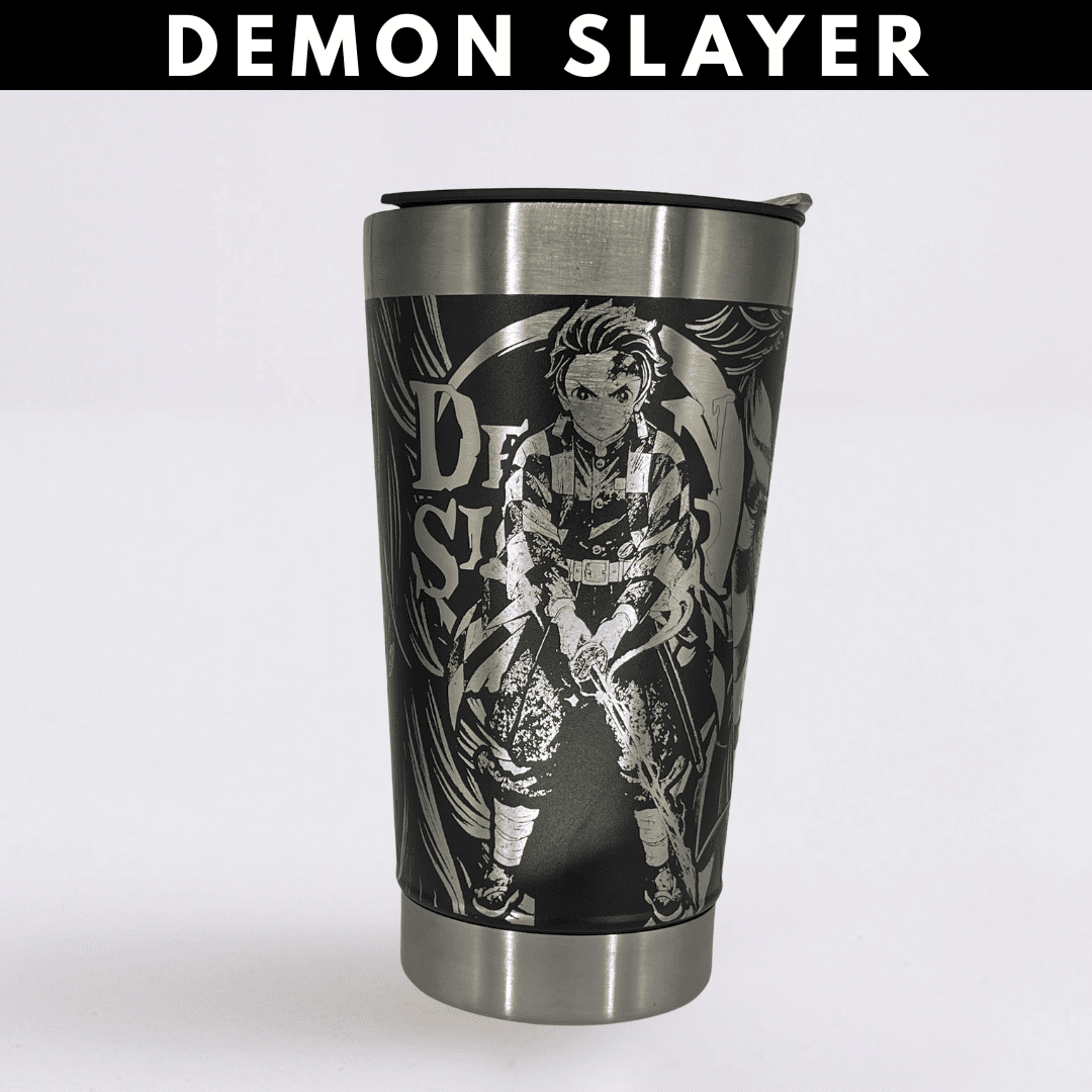 Demon Slayer – Copo Térmico Preto Personalizado 360° a Laser + Brinde