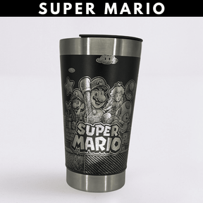 Super Mario – Copo Térmico Preto Personalizado 360° a Laser + Brinde