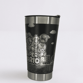 Super Mario – Copo Térmico Preto Personalizado 360° a Laser + Brinde