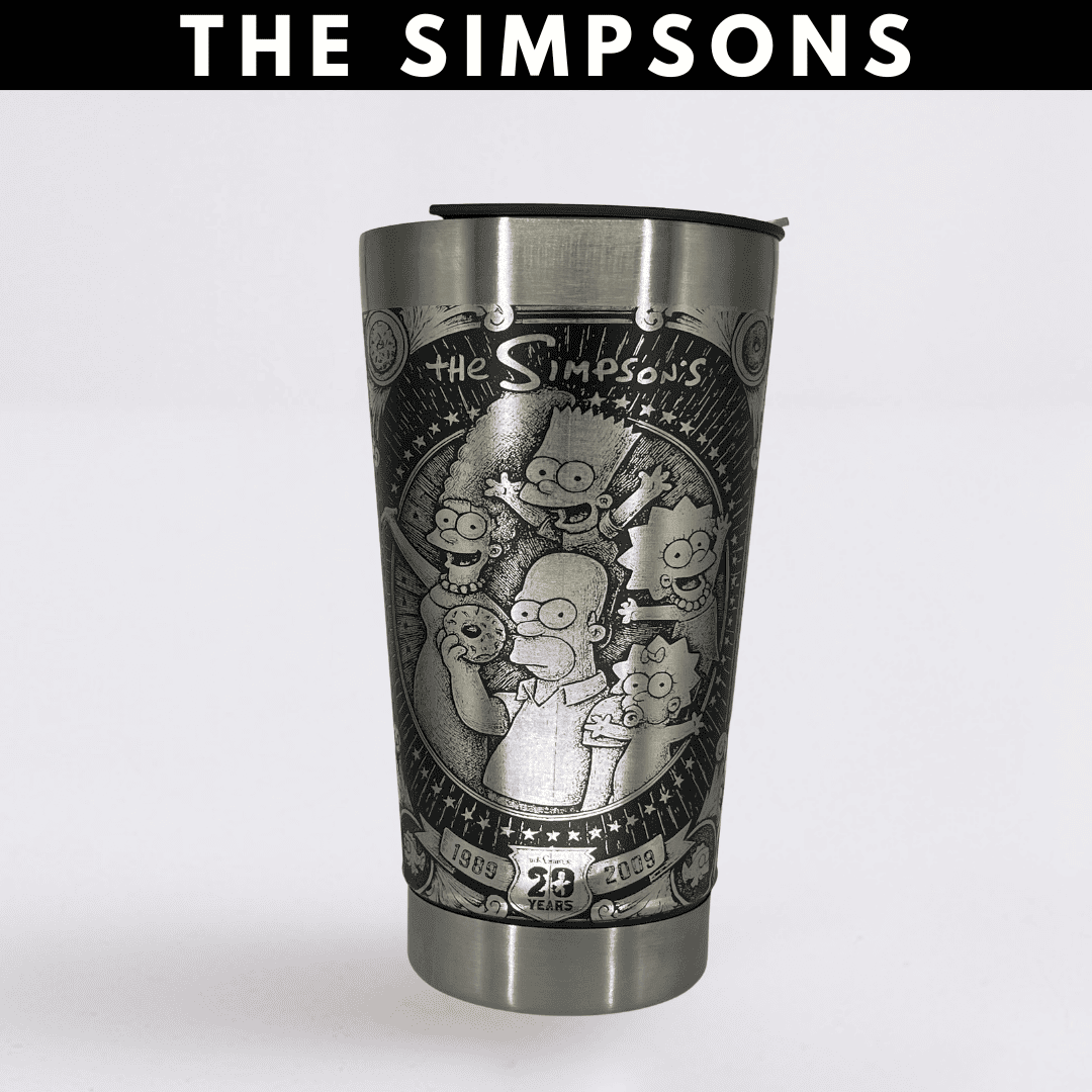 The Simpsons – Copo Térmico Preto Personalizado 360° a Laser + Brinde